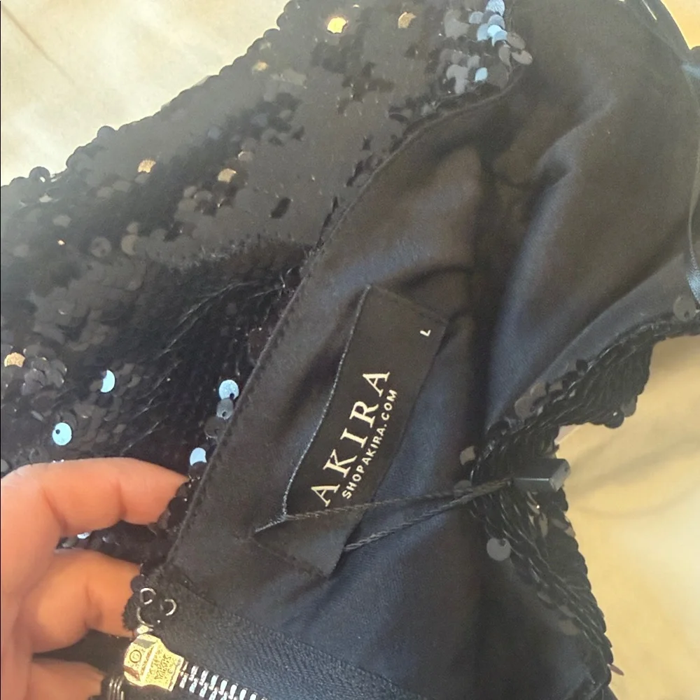 AKIRA Black Sequin Crop Top - Picture 3 of 4